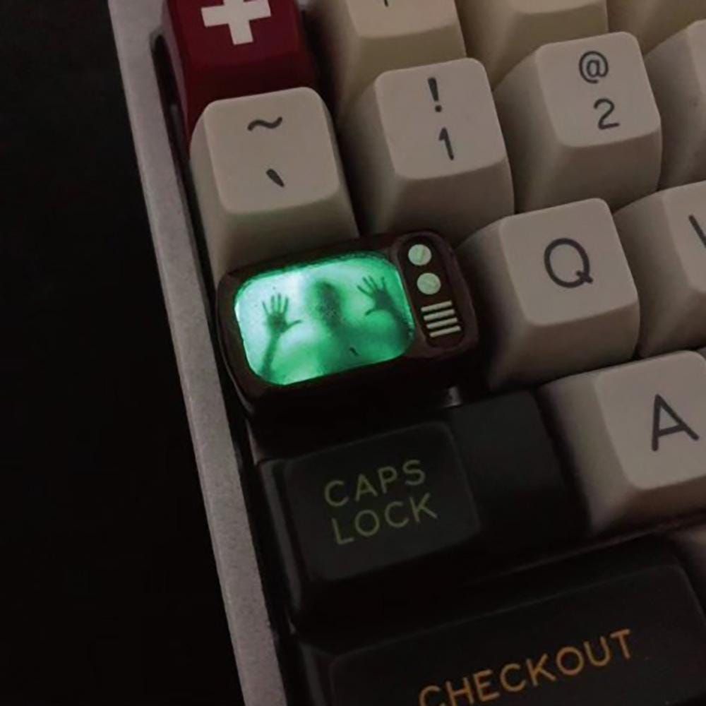 Transparent TV Horror Screen Ghost Face Custom Keycap High Quality Handmade Unique Animation Collectible Personalize Mechanical Keycaps