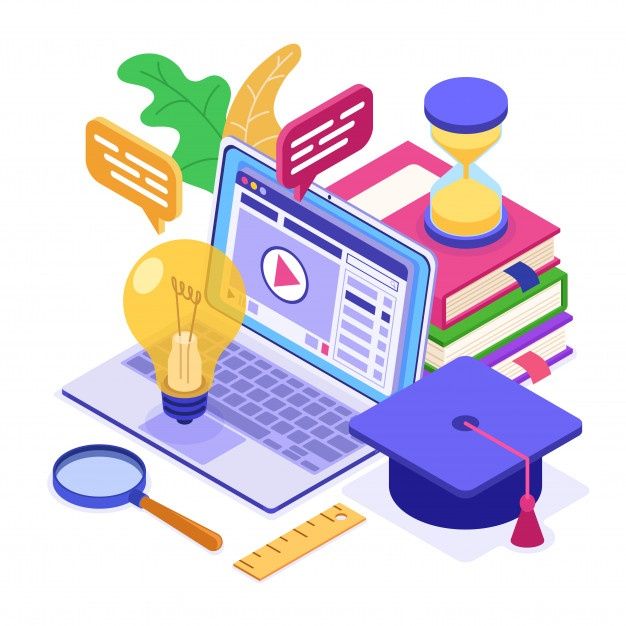 Educación a distancia en línea desde casa | Vector Premium